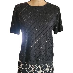 Kathy Ireland Light Short Sleeve Sequin Sweater. Size L